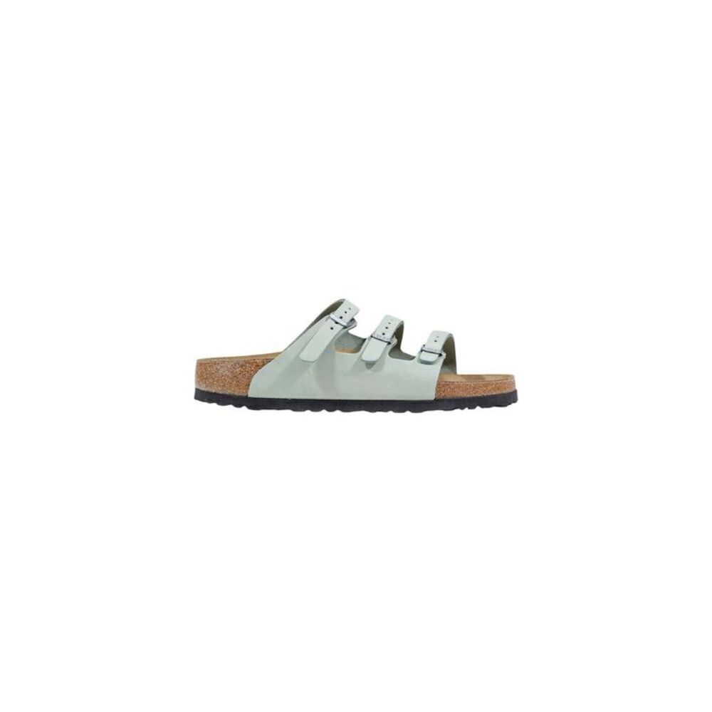 Birkenstock Green Leather Flat Women's Sandals